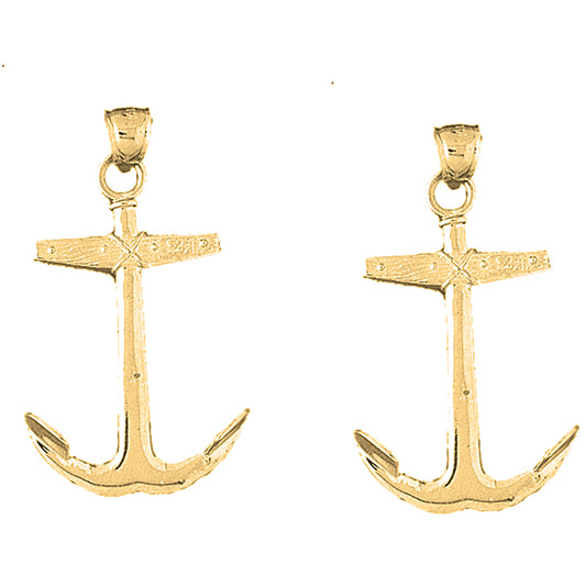 Yellow Gold-plated Silver 46mm Anchor Earrings