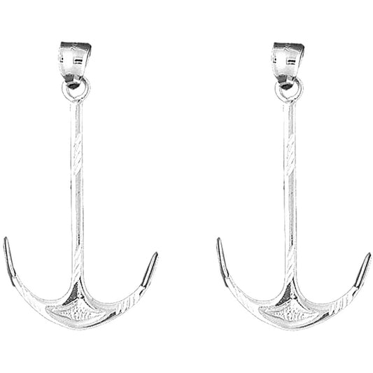 Sterling Silver 50mm Anchor Earrings