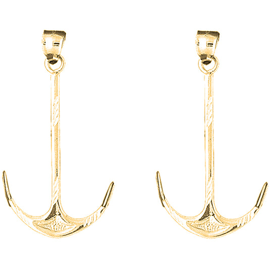 Yellow Gold-plated Silver 50mm Anchor Earrings