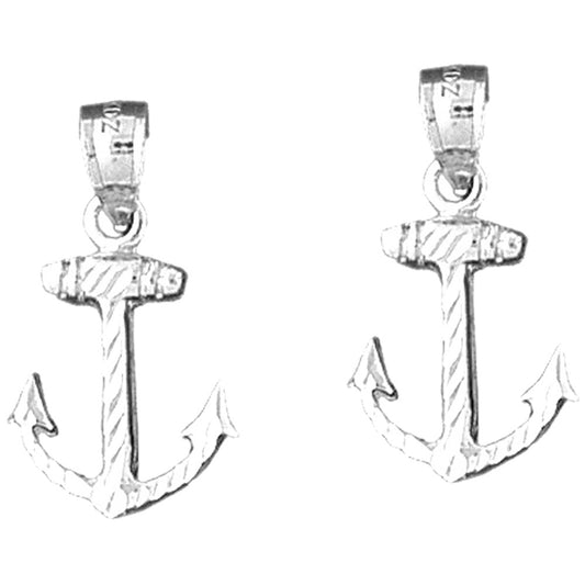 Sterling Silver 23mm Anchor Earrings