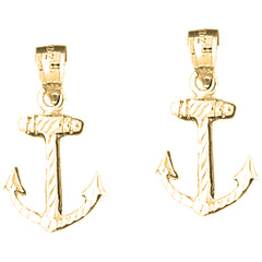 Yellow Gold-plated Silver 23mm Anchor Earrings
