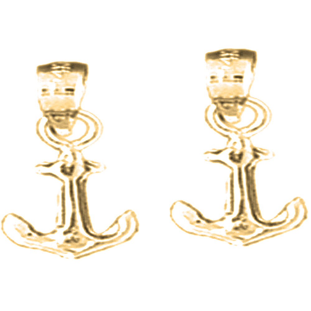 Yellow Gold-plated Silver 16mm Anchor Earrings