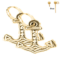 14K or 18K Gold Anchor Earrings