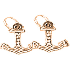 14K or 18K Gold 16mm Anchor Earrings