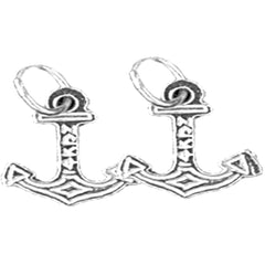 Sterling Silver 16mm Anchor Earrings