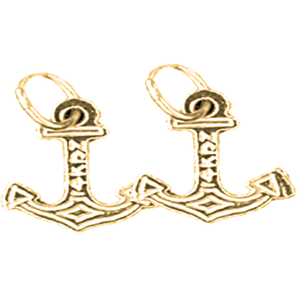 Yellow Gold-plated Silver 16mm Anchor Earrings