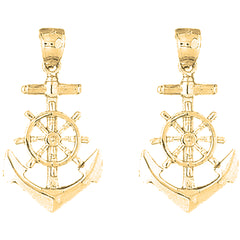 Yellow Gold-plated Silver 37mm Anchor Earrings