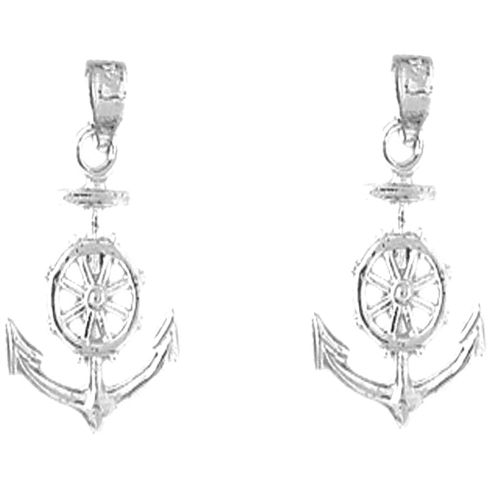 Sterling Silver 25mm Anchor Earrings