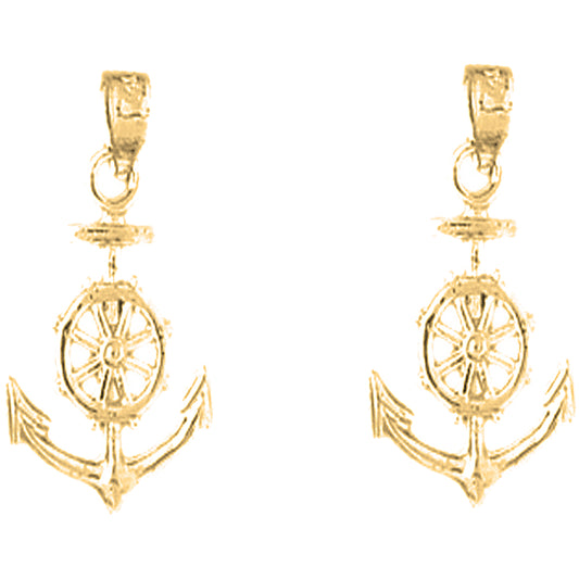 14K or 18K Gold 25mm Anchor Earrings