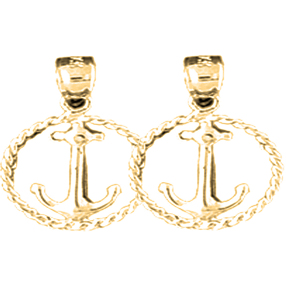 Yellow Gold-plated Silver 22mm Anchor Earrings