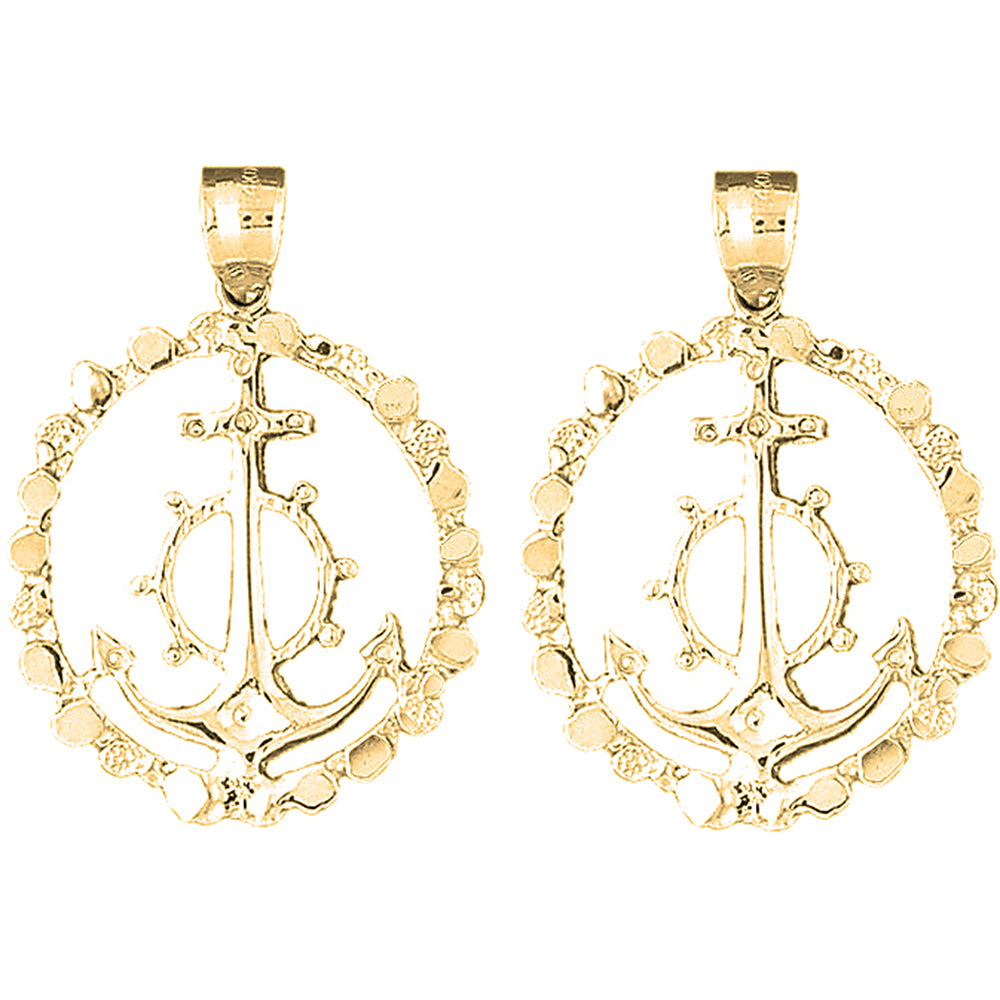 Yellow Gold-plated Silver 40mm Anchor Earrings