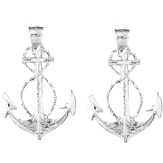 Sterling Silver 65mm Anchor Earrings