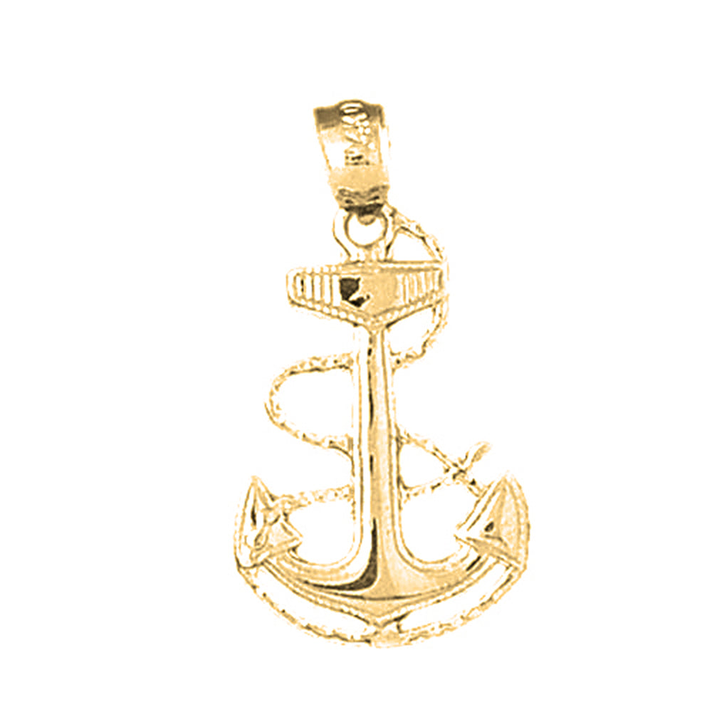 14K or 18K Gold Anchor Pendant