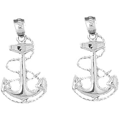 Sterling Silver 28mm Anchor Earrings