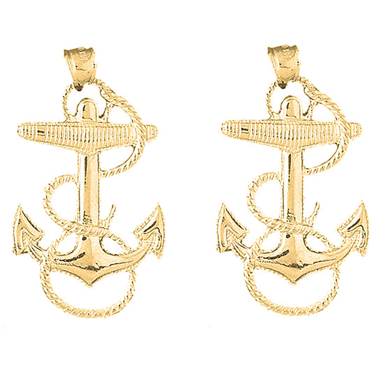 14K or 18K Gold 49mm Anchor Earrings