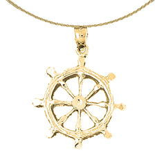 10K, 14K or 18K Gold Ships Wheel Pendant