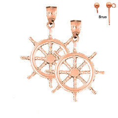 Pendientes de rueda de barco de 39 mm de oro de 14 quilates o 18 quilates