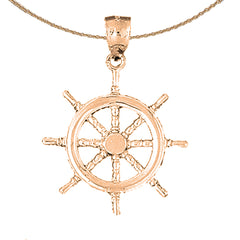 10K, 14K or 18K Gold Ships Wheel Pendant