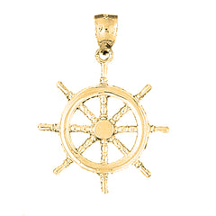 10K, 14K or 18K Gold Ships Wheel Pendant