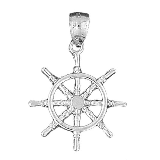 10K, 14K or 18K Gold Ships Wheel Pendant