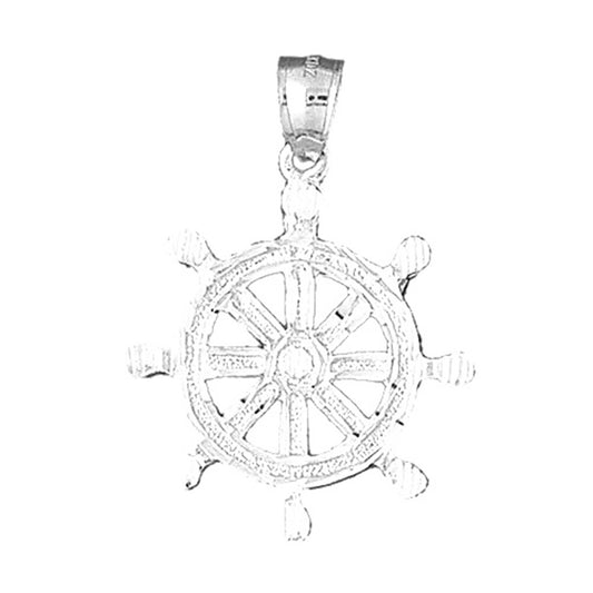 10K, 14K or 18K Gold Ships Wheel Pendant