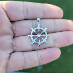 10K, 14K or 18K Gold Ships Wheel Pendant