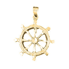 10K, 14K or 18K Gold Ships Wheel Pendant