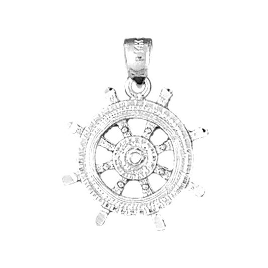 10K, 14K or 18K Gold Ships Wheel Pendant