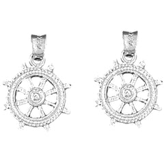 Sterling Silver 20mm Ships Wheel Earrings