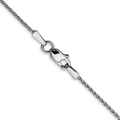 14K White Gold 1mm Diamond-cut Round Wheat Chain