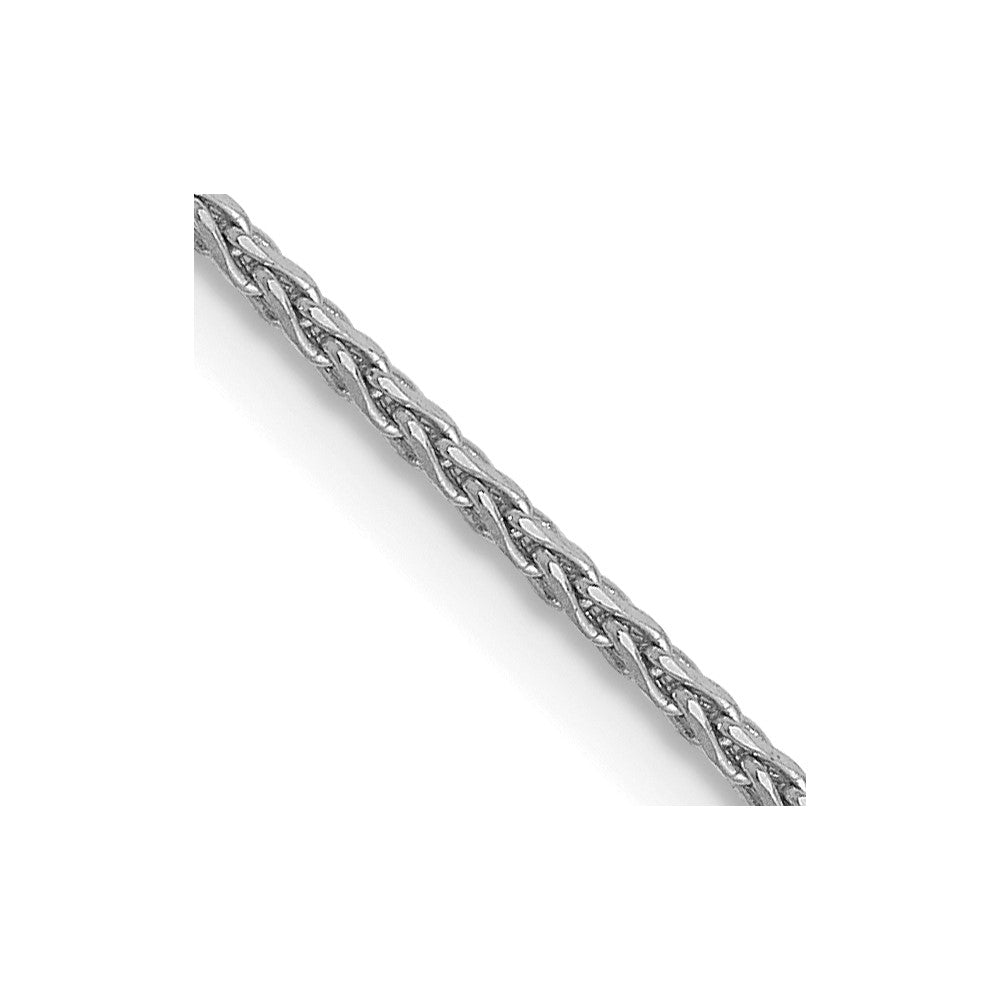 14K White Gold 1mm Diamond-cut Round Wheat Chain