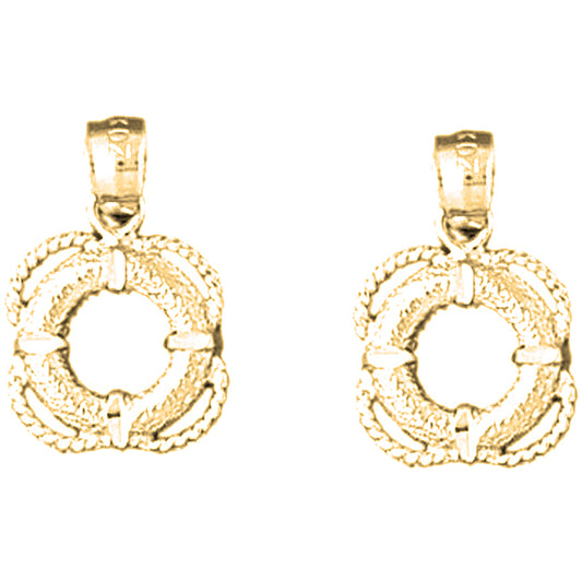 Yellow Gold-plated Silver 18mm Life Saver Earrings