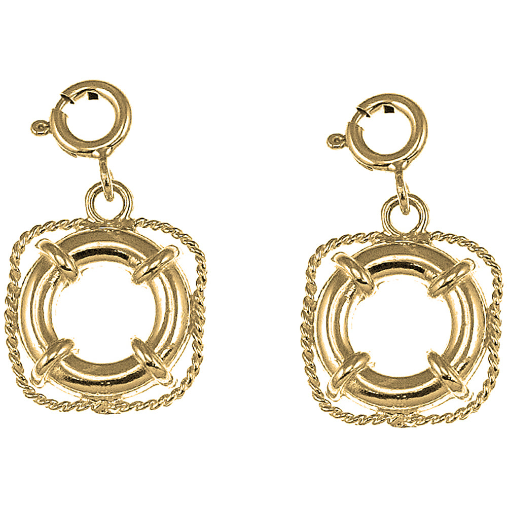 Yellow Gold-plated Silver 22mm Life Saver Earrings