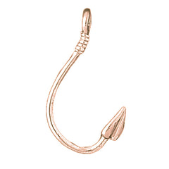 14K or 18K Gold 3D Fish Hook Pendant