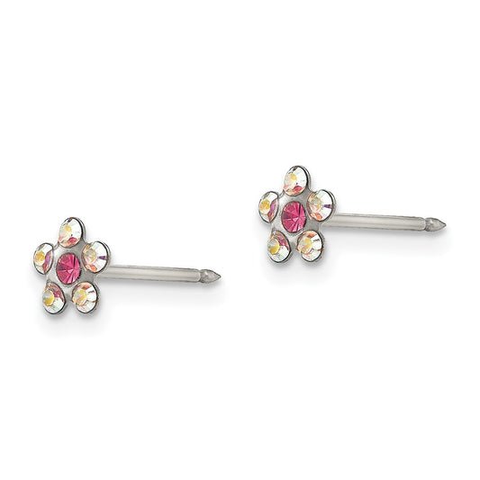 Inverness Stainless Steel Clear Rose Crystal Post Earrings