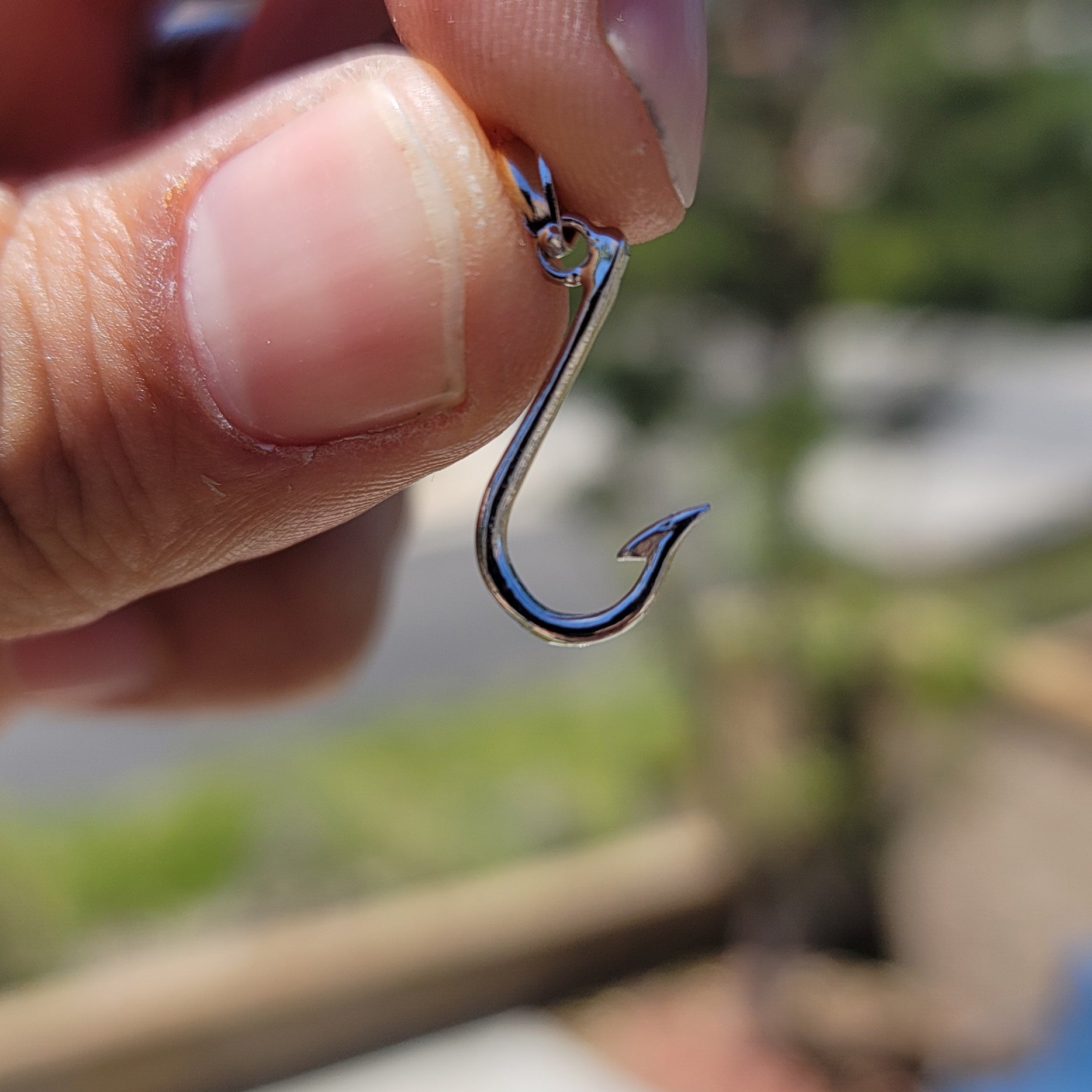 14K or 18K Gold Fish Hook Pendant