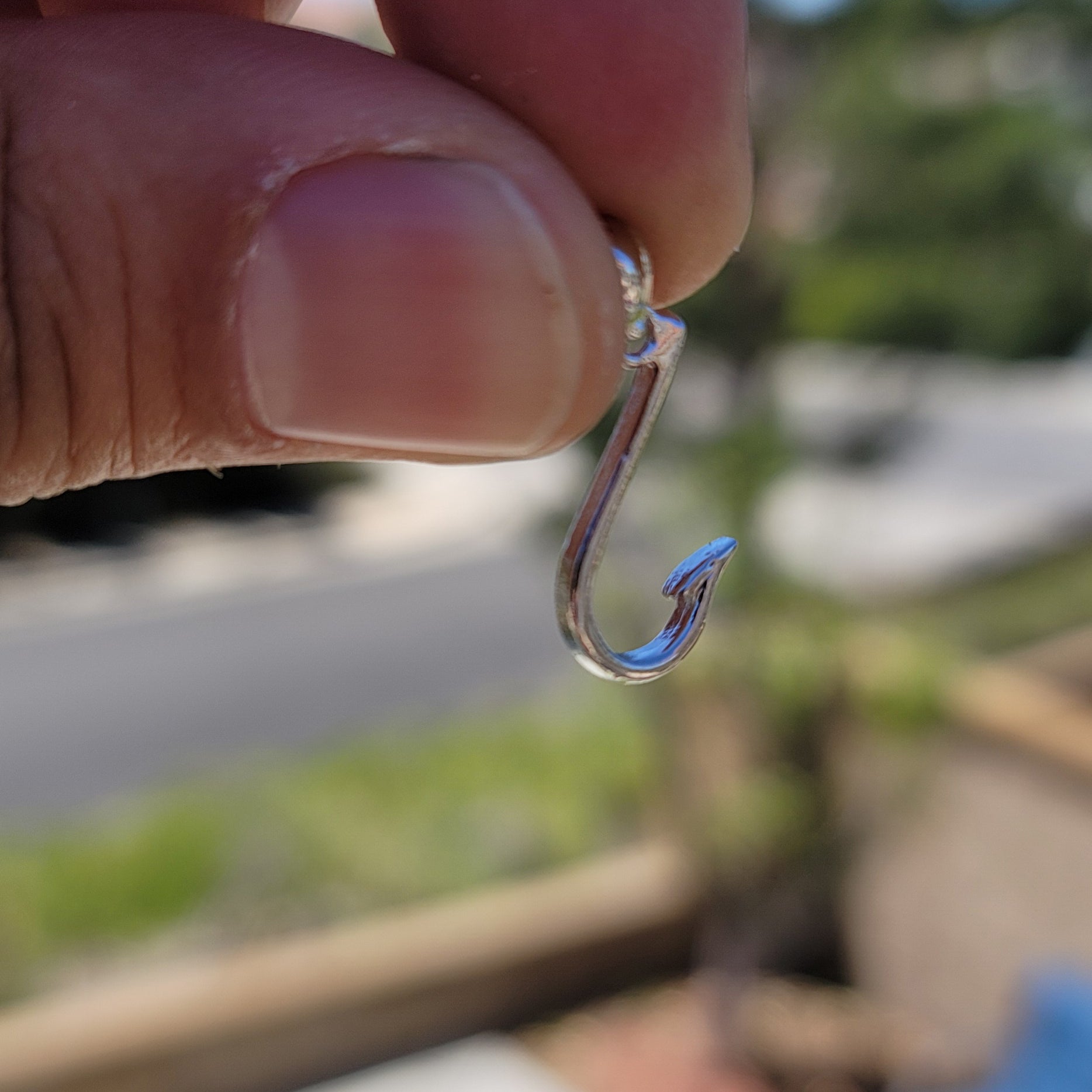 14K or 18K Gold Fish Hook Pendant