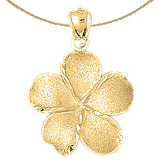 Colgante de flor de Plumeria de oro de 10K, 14K o 18K