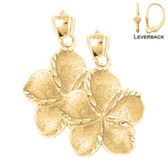 14K or 18K Gold Plumeria Flower Earrings