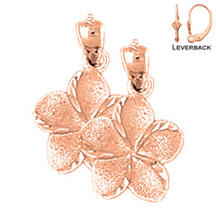 14K or 18K Gold Plumeria Flower Earrings