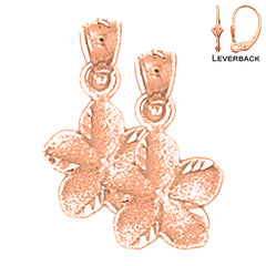 14K or 18K Gold Plumeria Flower Earrings