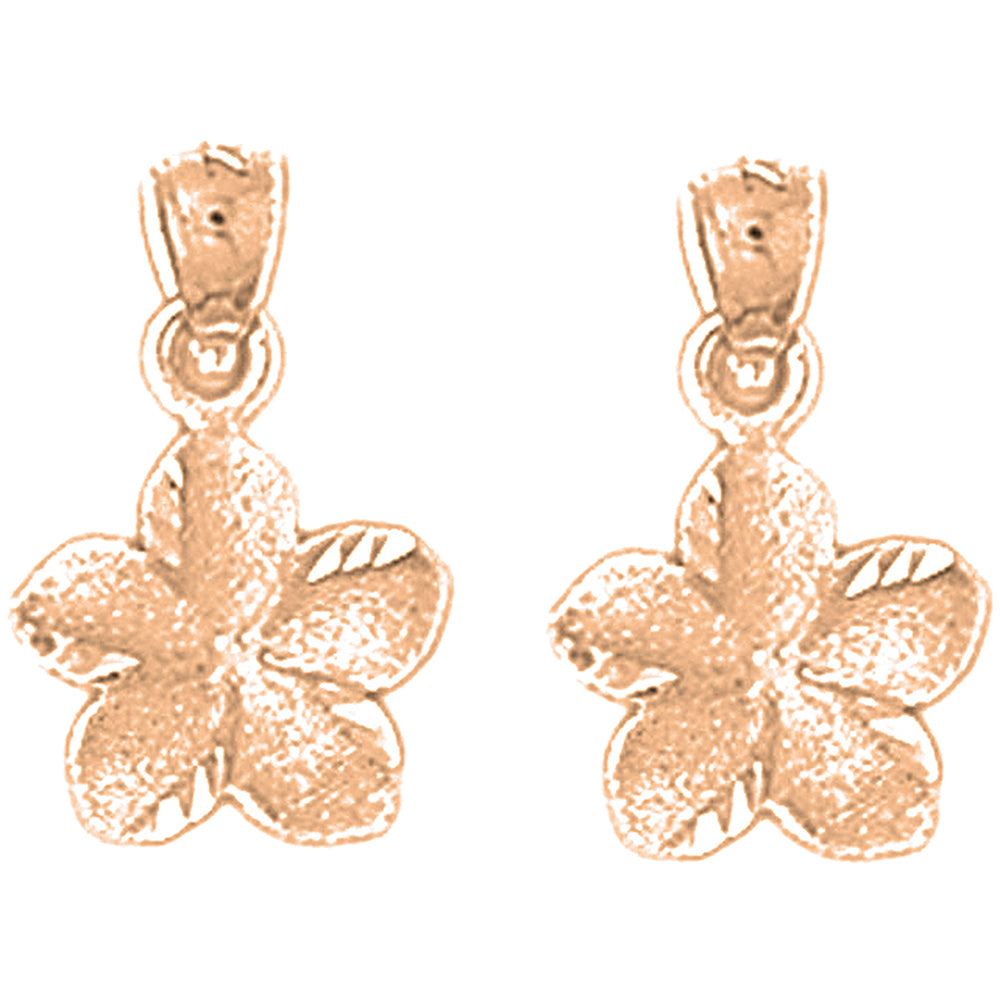 14K or 18K Gold 13mm Plumeria Flower Earrings