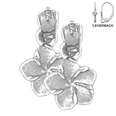 Sterling Silver 13mm Plumeria Flower Earrings (White or Yellow Gold Plated)