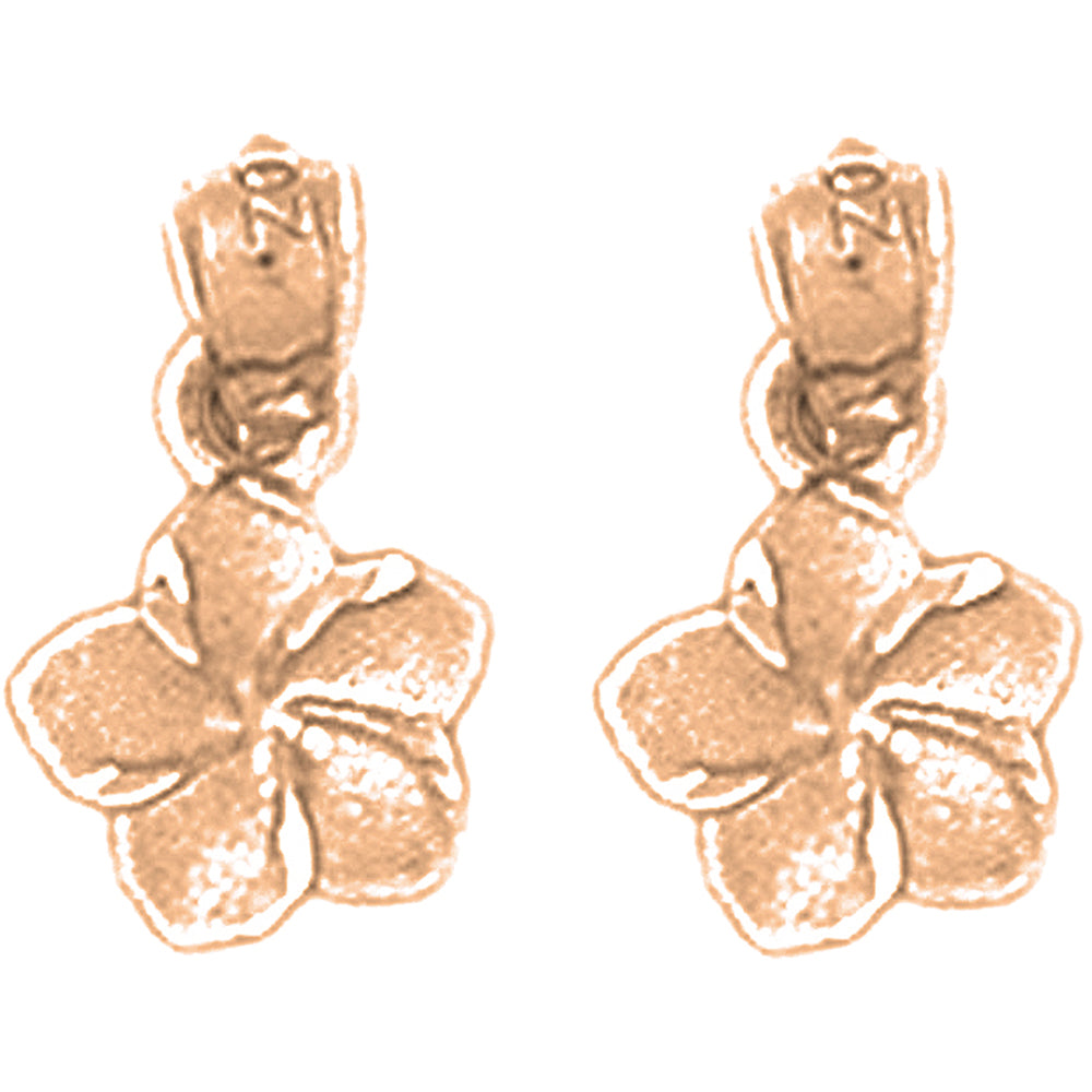 14K or 18K Gold 13mm Plumeria Flower Earrings