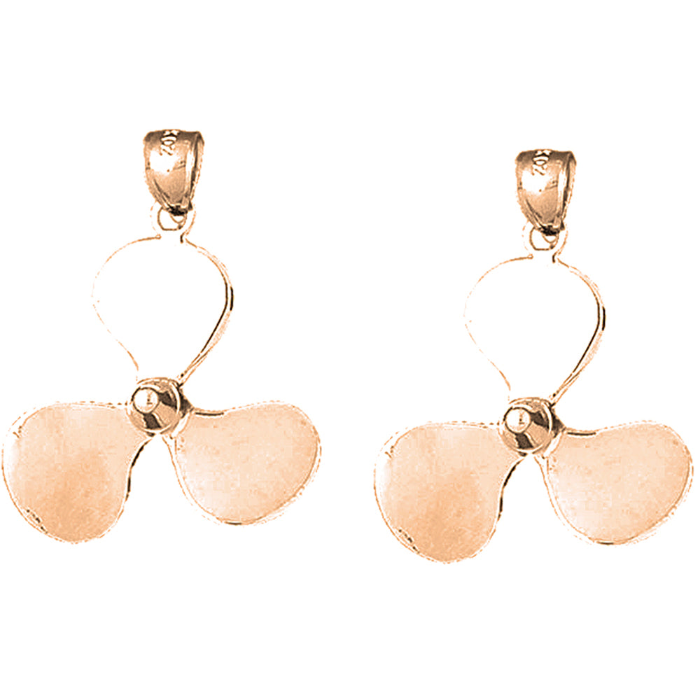 14K or 18K Gold 36mm Propeller Earrings