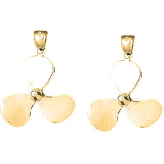 Yellow Gold-plated Silver 36mm Propeller Earrings