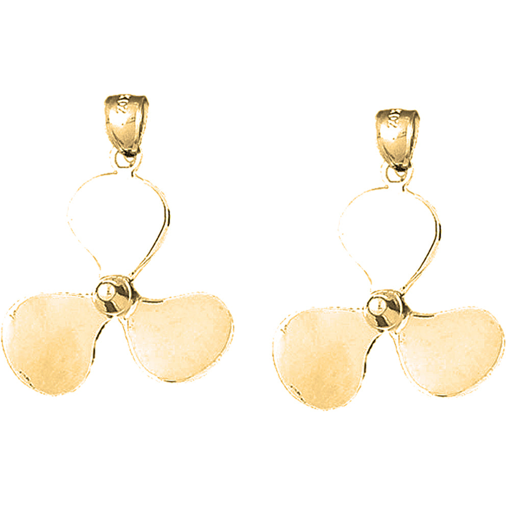 14K or 18K Gold 36mm Propeller Earrings