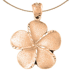 Colgante de flor de Plumeria de oro de 10K, 14K o 18K