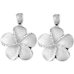 14K or 18K Gold 34mm Plumeria Flower Earrings