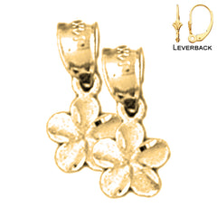 14K or 18K Gold Plumeria Flower Earrings